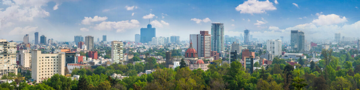 Panoramic view of Mexico city. Cityscape of Mexico city at sunny day